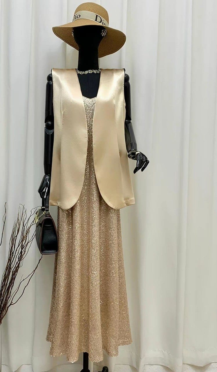 Champagne Sequin Gown in Champagne