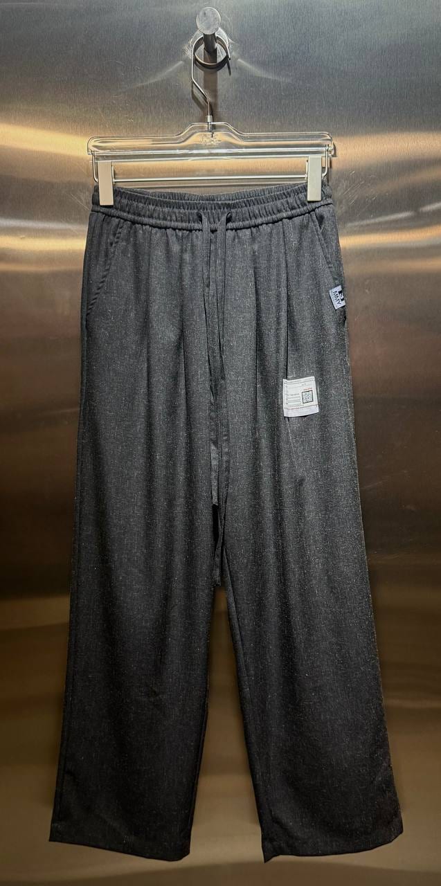 Charcoal Pinstripe Wide-Leg Trousers in Charcoal