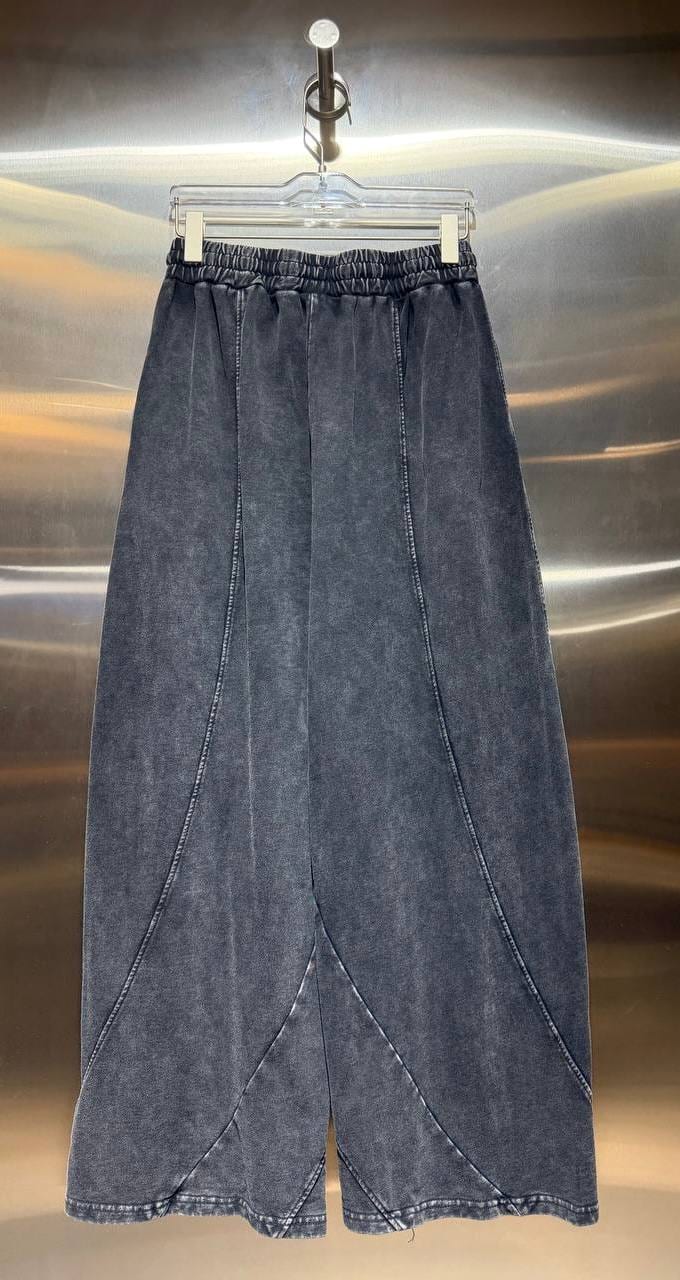 Indigo Washed Wide-Leg Trousers in Indigo