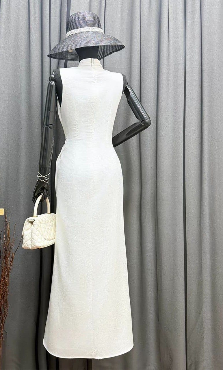 Ivory Column Midi Dress in Ivory