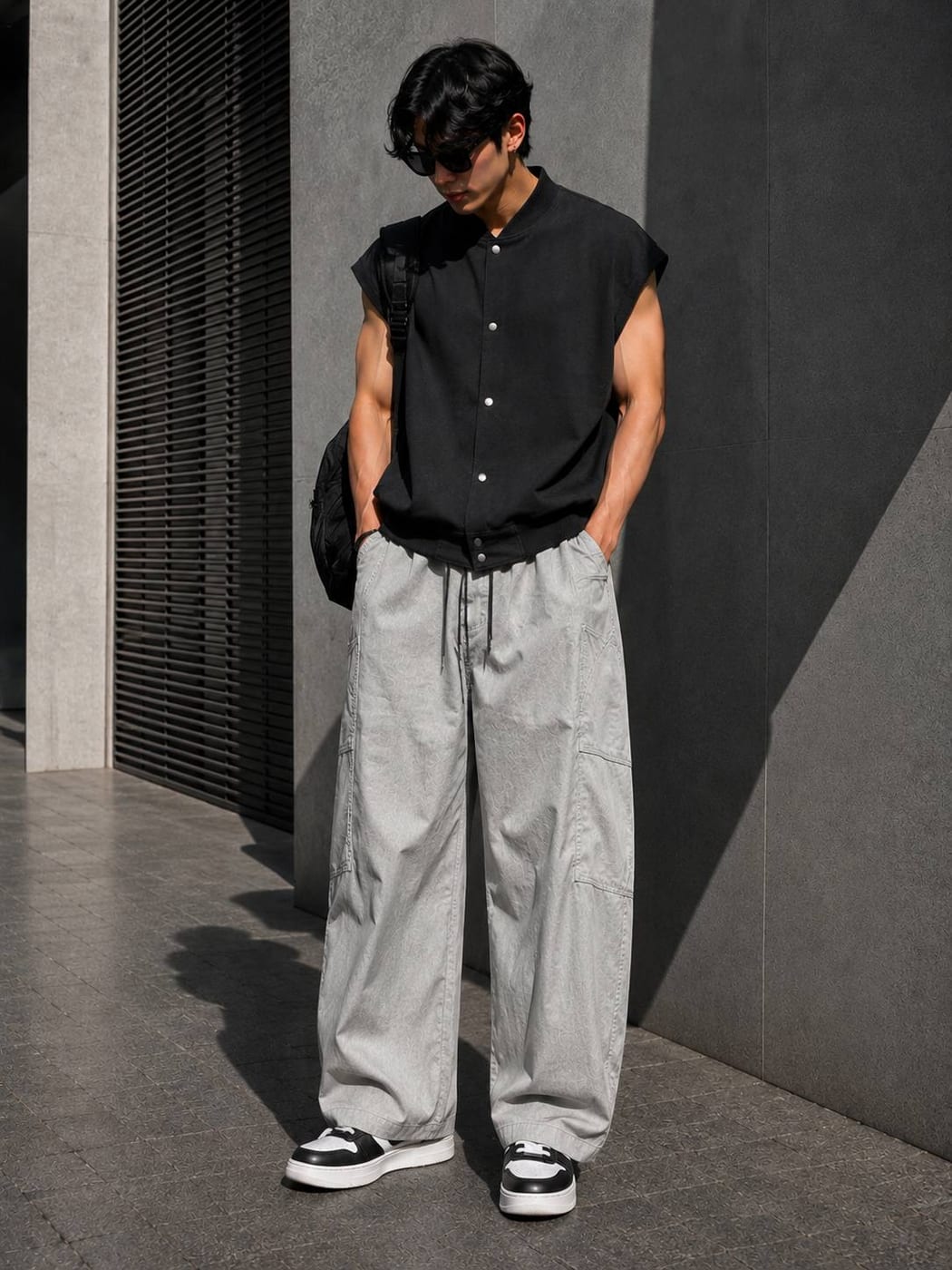 Light Grey Cargo Balloon Trousers in Light Grey