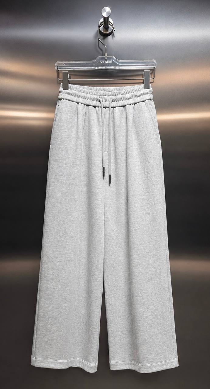 Marl Sweat Wide-Leg Trousers in Pale Marl